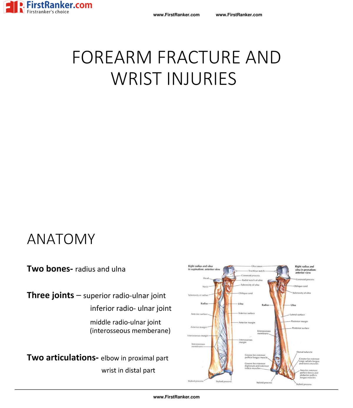 Frd A070422 A11226145 First Ranker - FirstRanker FOREARM FRACTURE AND ...