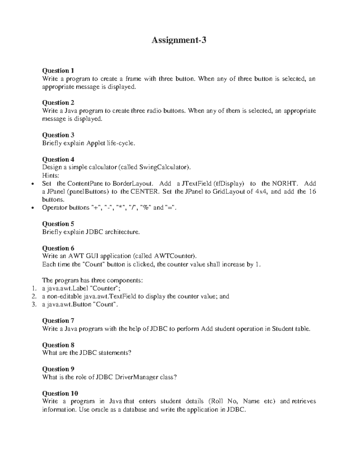 Java Assignment-3 - beneficial for engineering students - Assignment ...