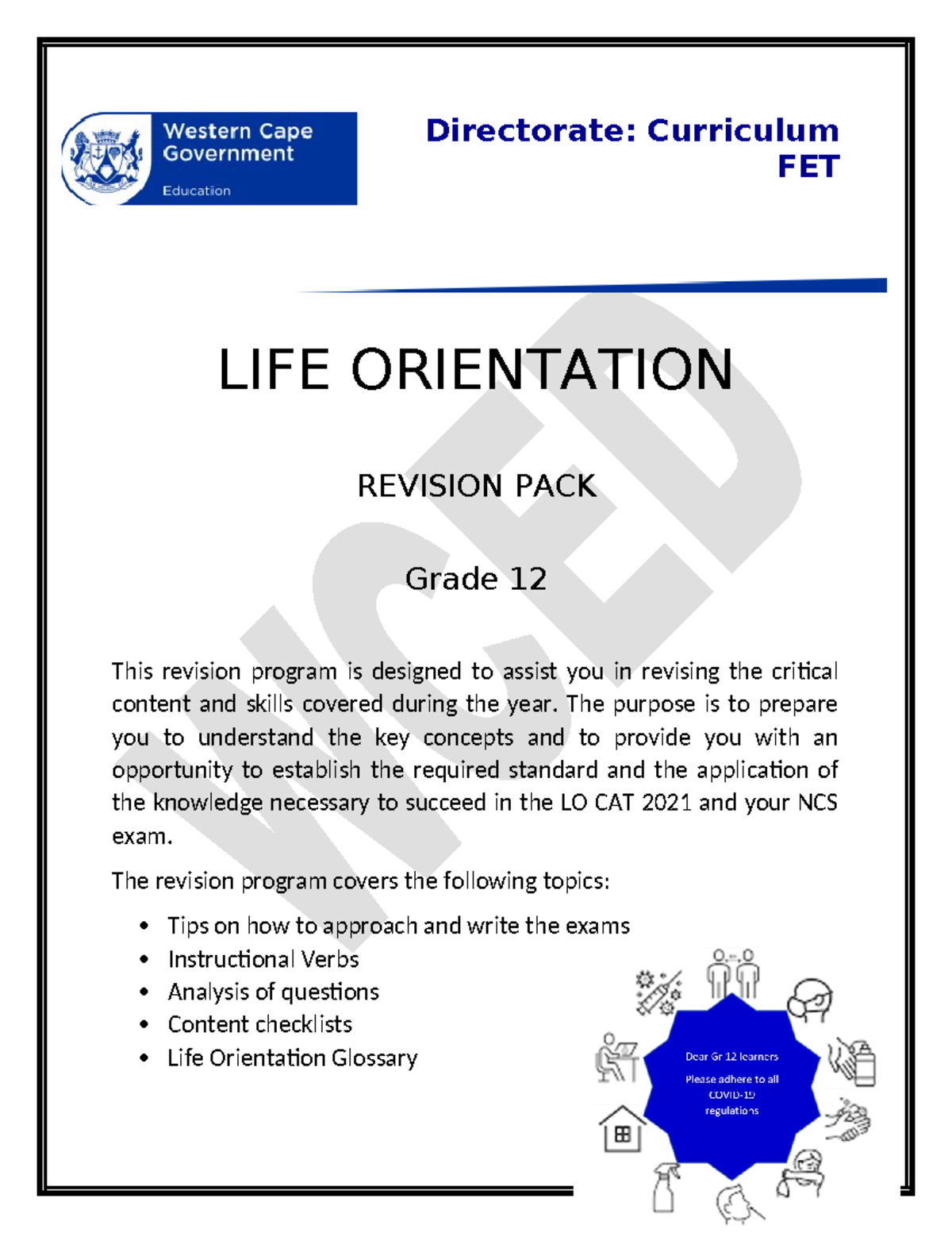 LO Gr 12 Revision Pack 2021-1 - Directorate: Curriculum FET LIFE ...