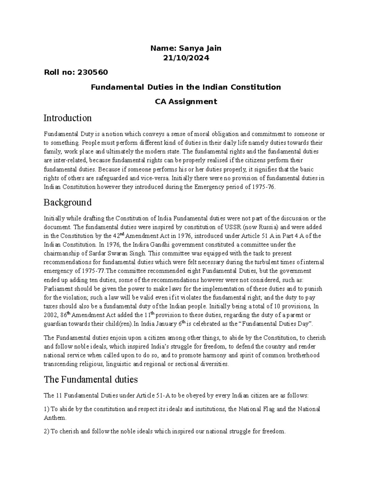 Document (15) - Culture and practices - Name: Sanya Jain 21/10/ Roll no ...