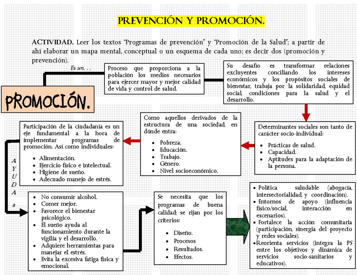 Prevención Y Promoción De La Salud En La Actualidad Esquema Con Sus Respectivas Diferencias 