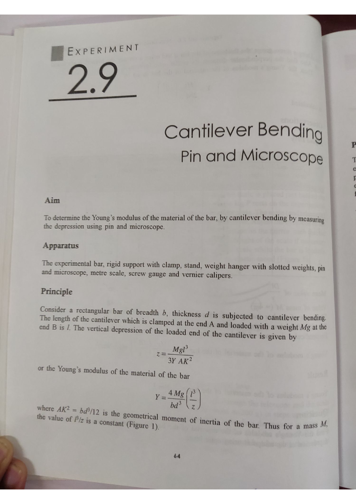 young's modulus cantilever experiment