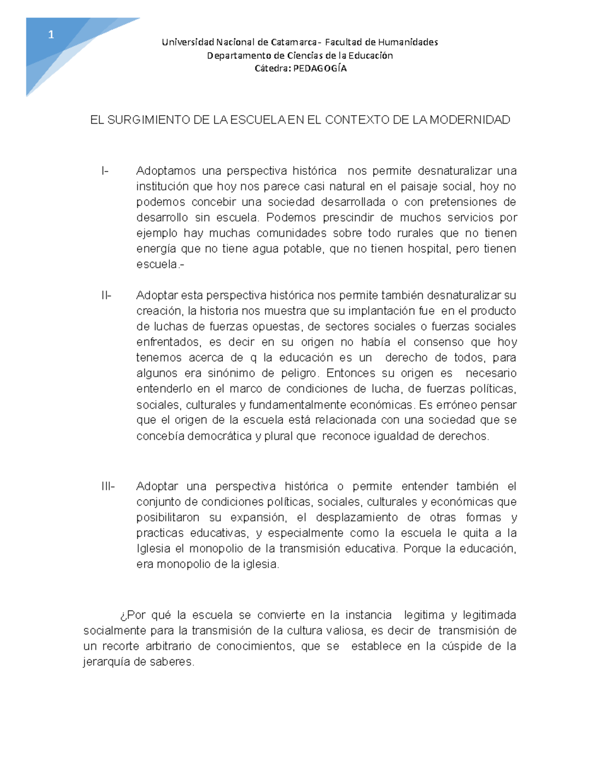 EL Surgimiento DE LA Escuela EN EL Contexto DE LA Modernidad 1 ...
