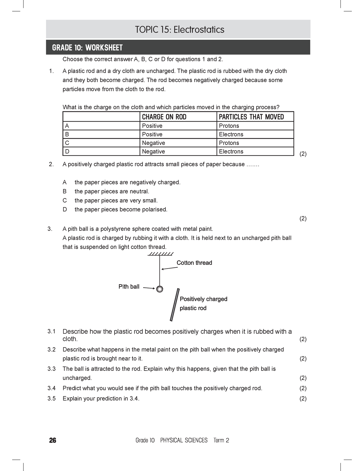 Electrostatics and electric circuits worksheets - TOPIC: Whatever ...