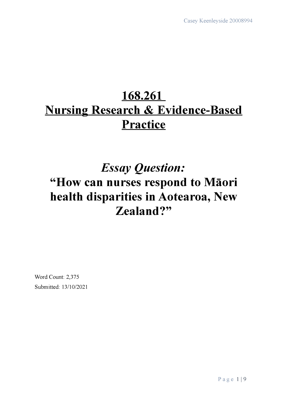 nursing research essay example