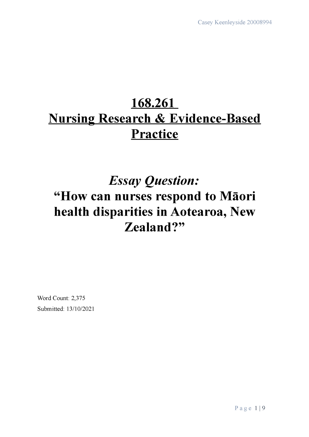 nursing research proposal essay