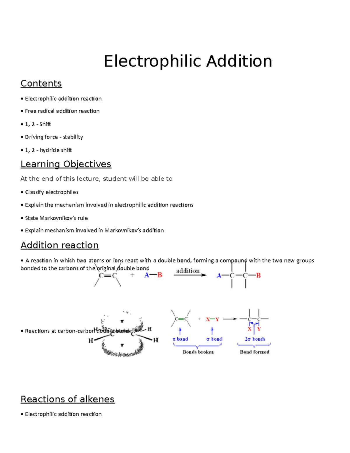 Chapter - 36 Electrophilic Addition - Electrophilic Addition Contents ...