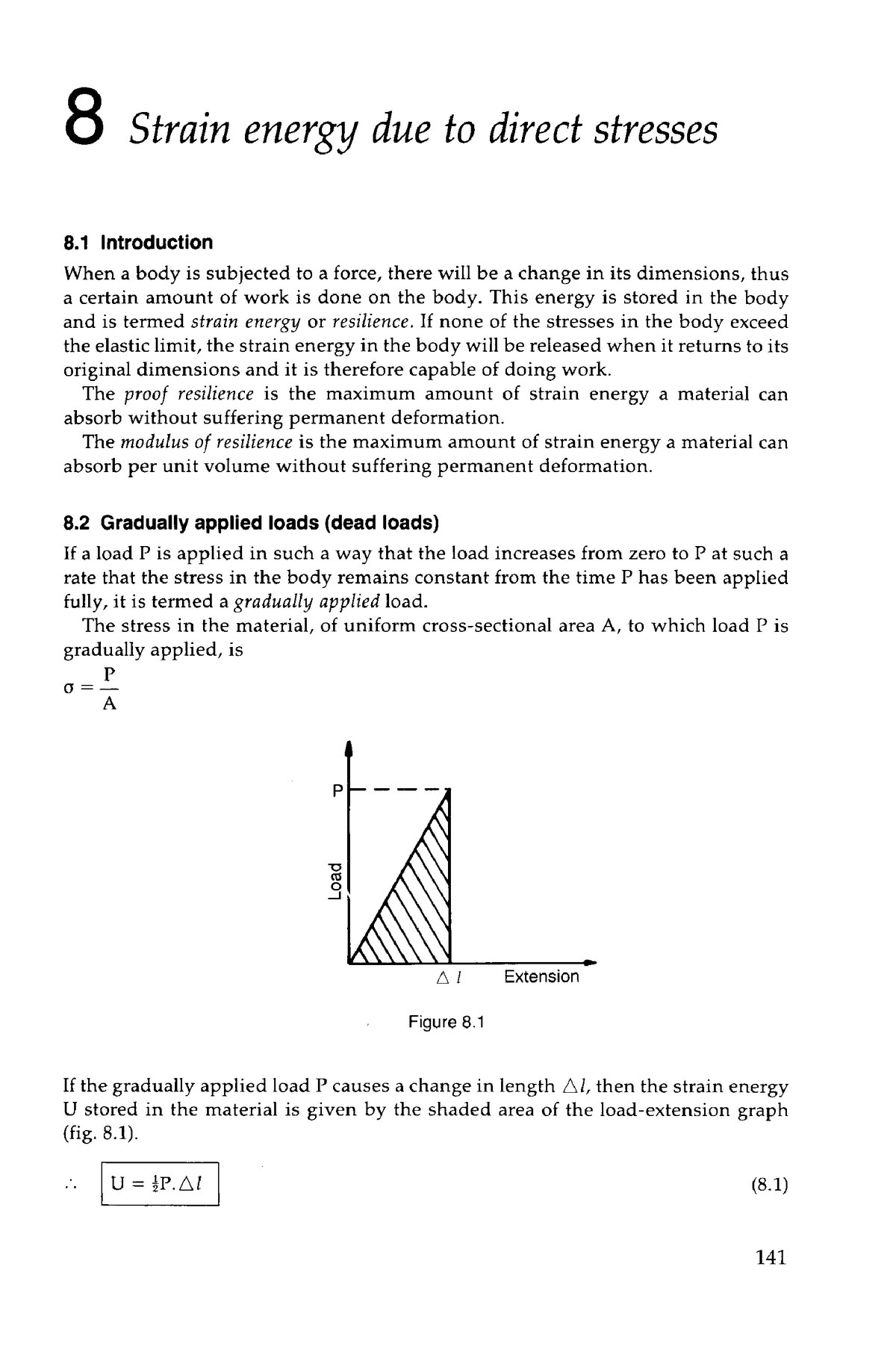 Strain Energy Due To Direct Stresses This Energy Is Stored In The Body And Is Termed Strain