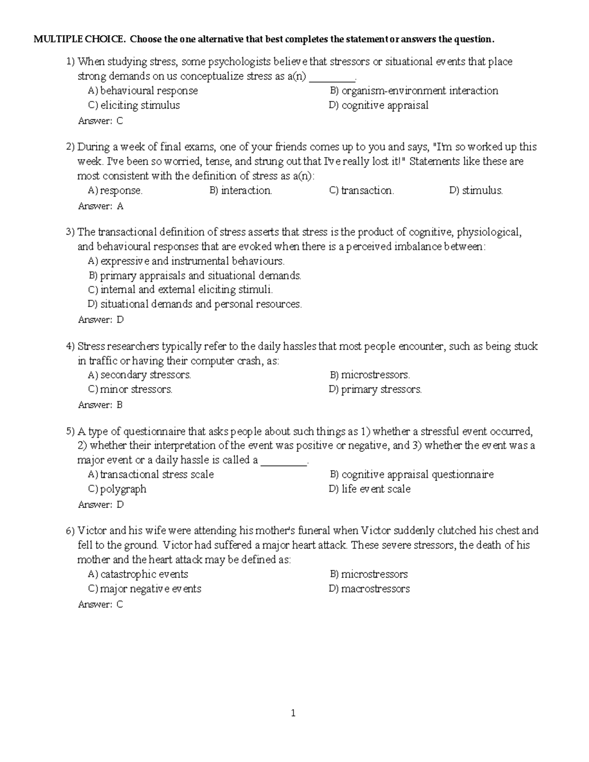 Chapter 15 - Test Bank - MULTIPLE CHOICE. Choose The One Alternative ...