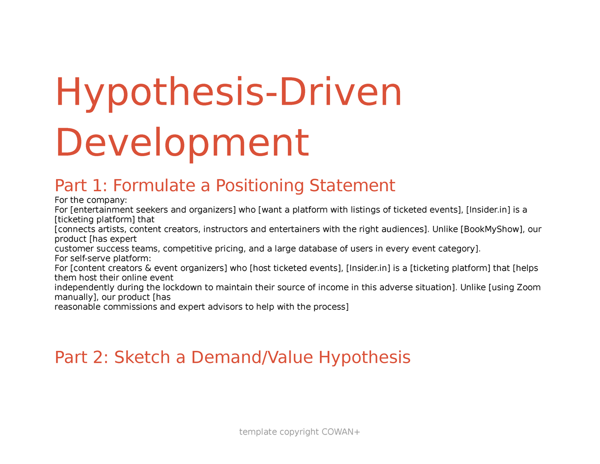 hypothesis driven development assignment