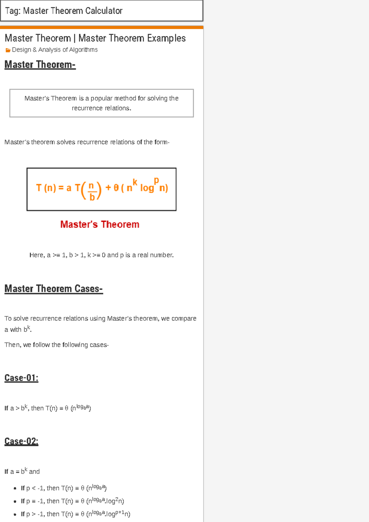 Master Theorem Calculator Gate Vidyalay - Redes y Comunicacion - UNSA ...