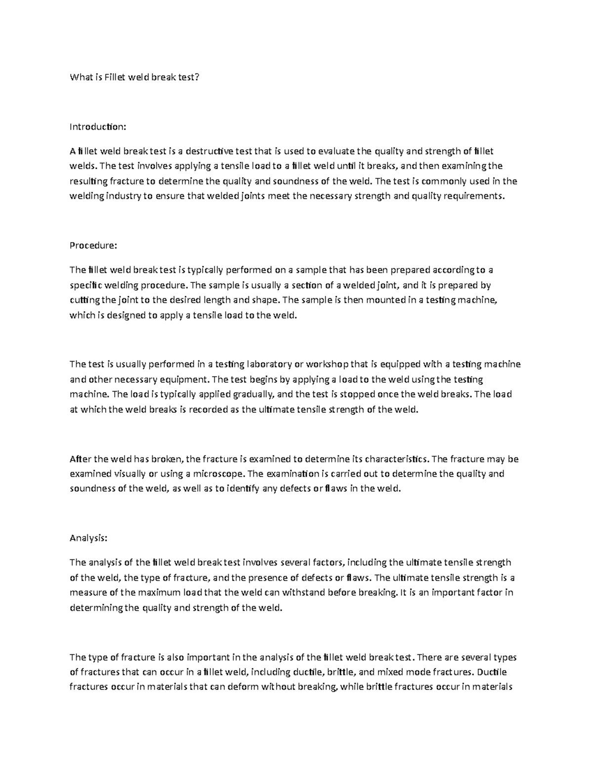 What is Fillet weld break test? What is Fillet weld break test