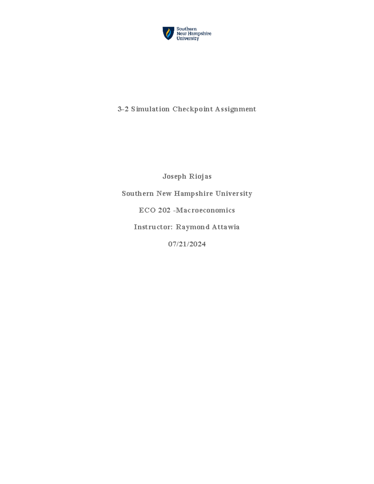 3-2 Simulation Checkpoint Assignment - Introduction 2. Fiscal Policies ...