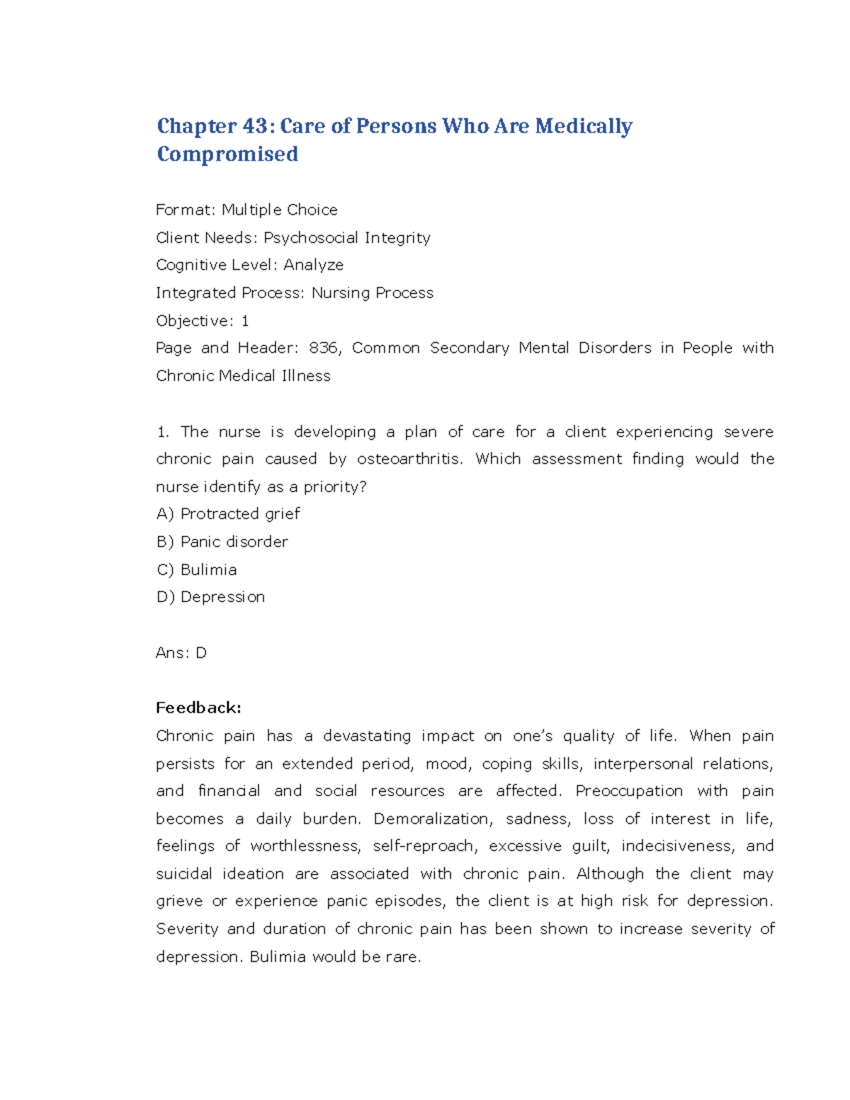 Boyd7e TG Chapter 43 - Chapter 43: Care of Persons Who Are Medically ...