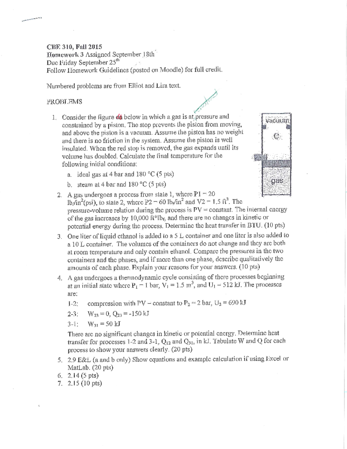 HW3SOL - CBE 310, Fall 2015 Homework 3 Assigned September 18th Due ...