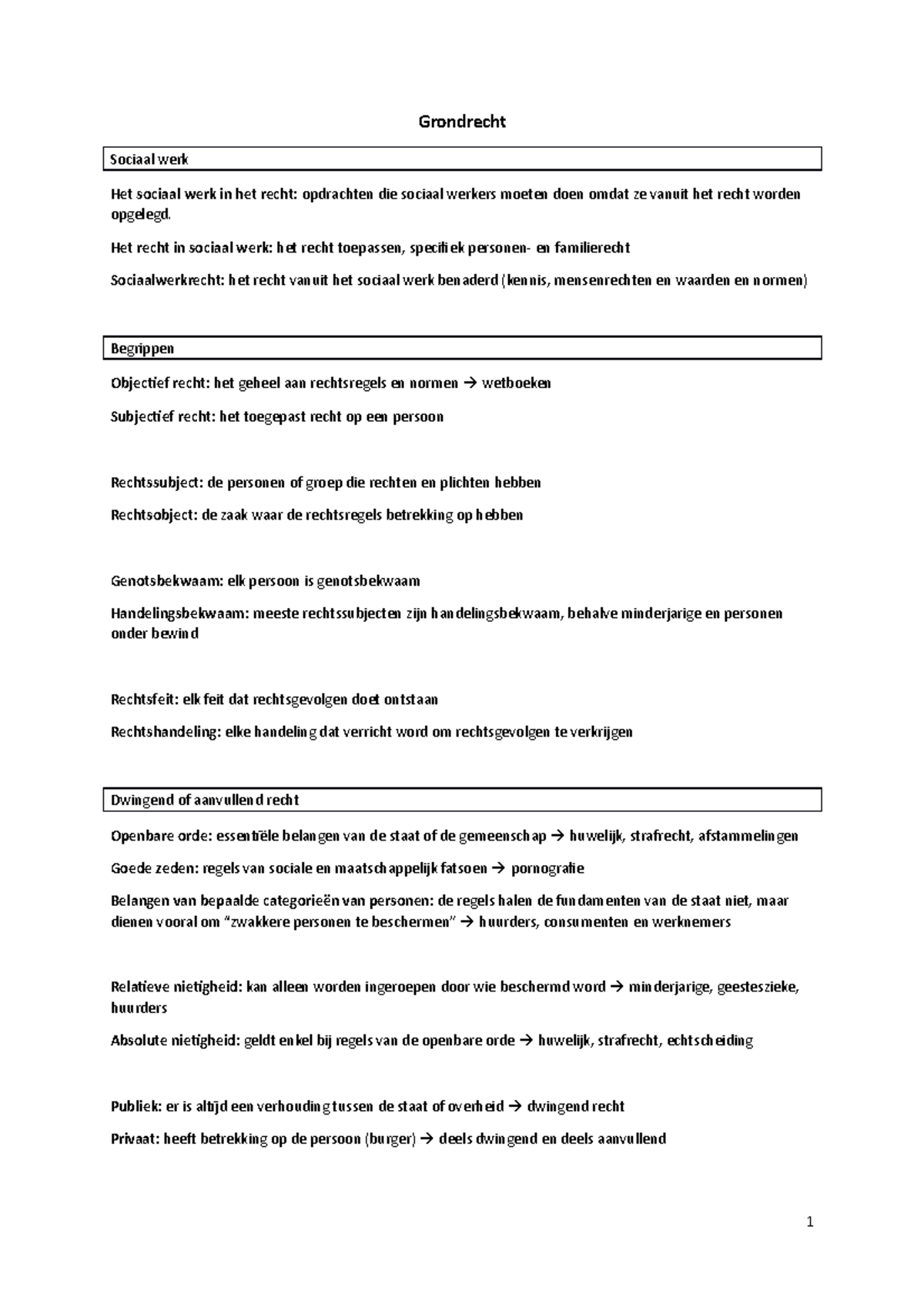 Samenvatting Grondrechten, Van Heel Het Jaar - Grondrecht Sociaal Werk ...