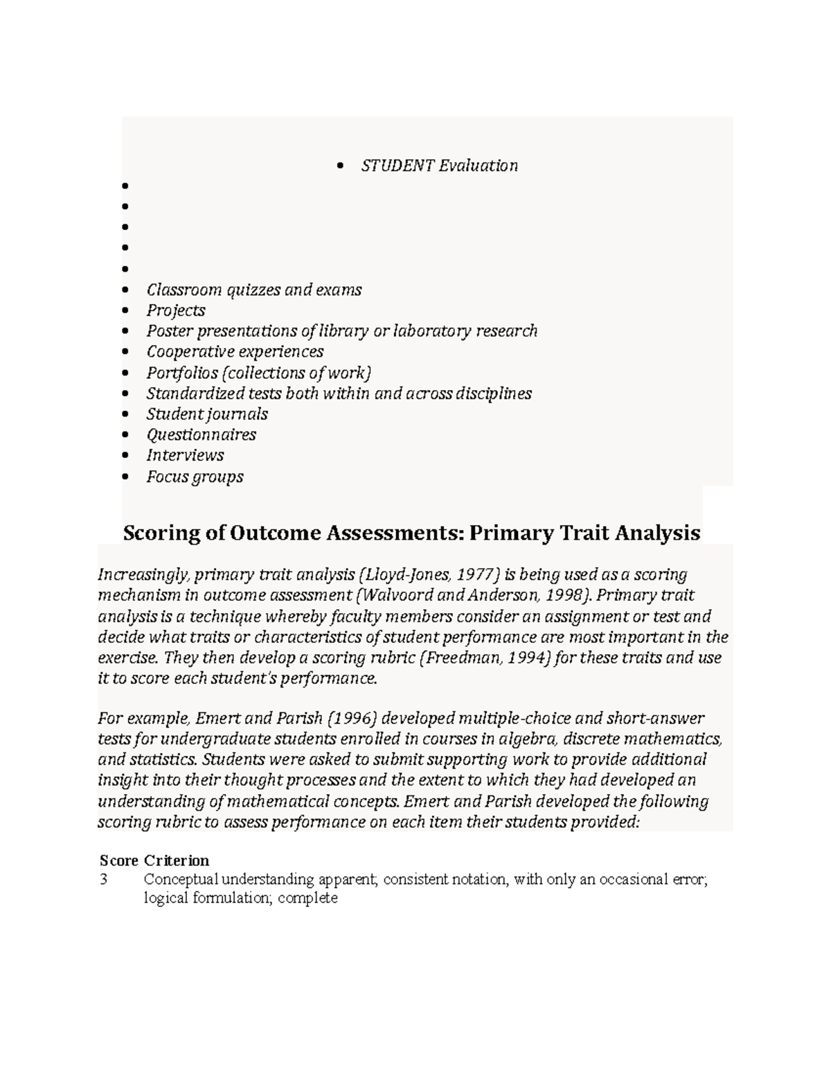 Student Evaluation - BACHELOR IN EDUCATION NOTES - STUDENT Evaluation ...