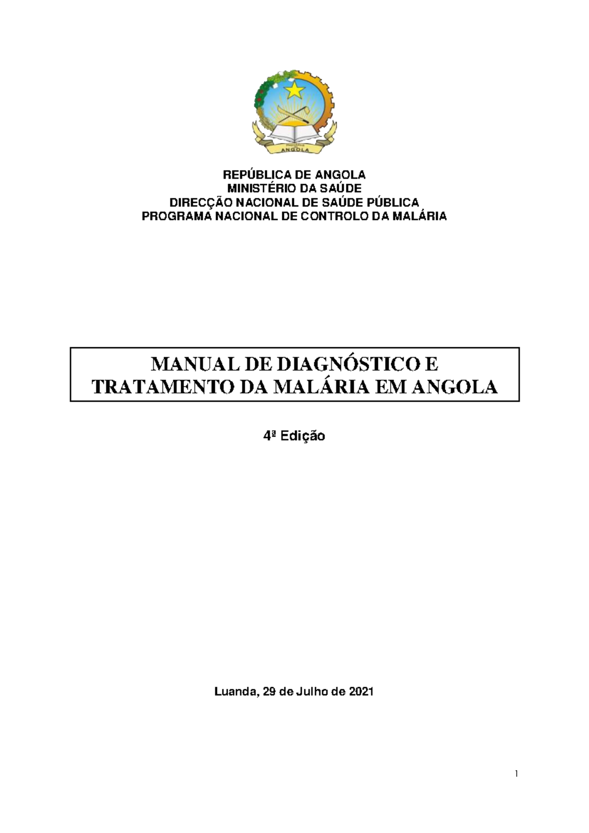 Manual Tratamento Malária PNCM (v29.07.21)-compactado - 1 REPÚBLICA DE ...