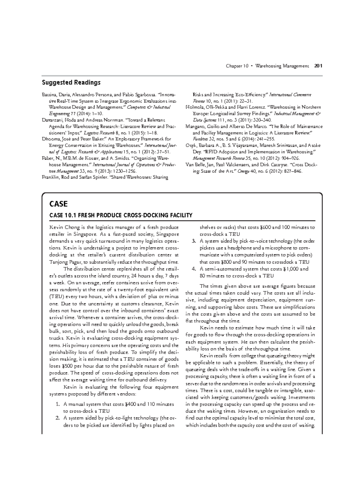 Chapter 10 Case Contemporary IBQUFS t 8BSFIPVTJOH .BOBHFNFOU 201