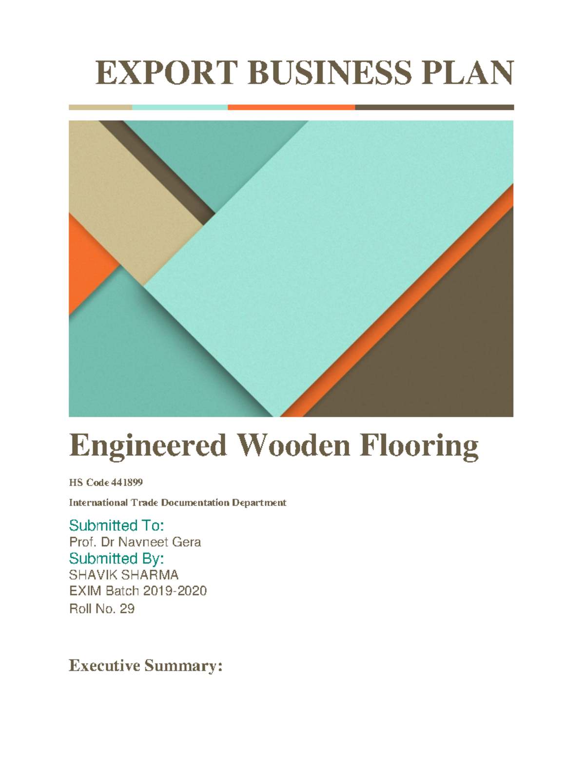 Export Business Plan EXPORT BUSINESS PLAN Engineered Wooden Flooring