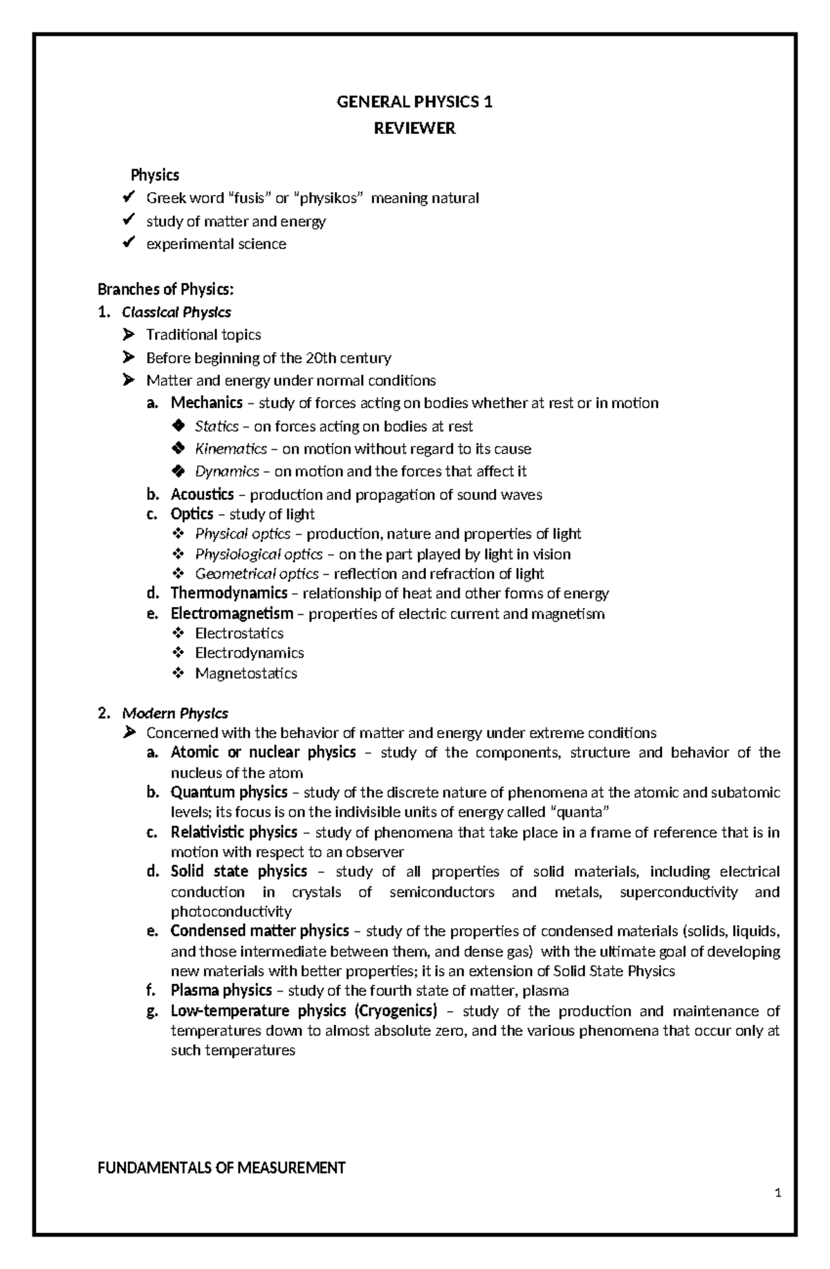 Reviewer IN Physics 1 - for premium purposes - GENERAL PHYSICS 1 ...