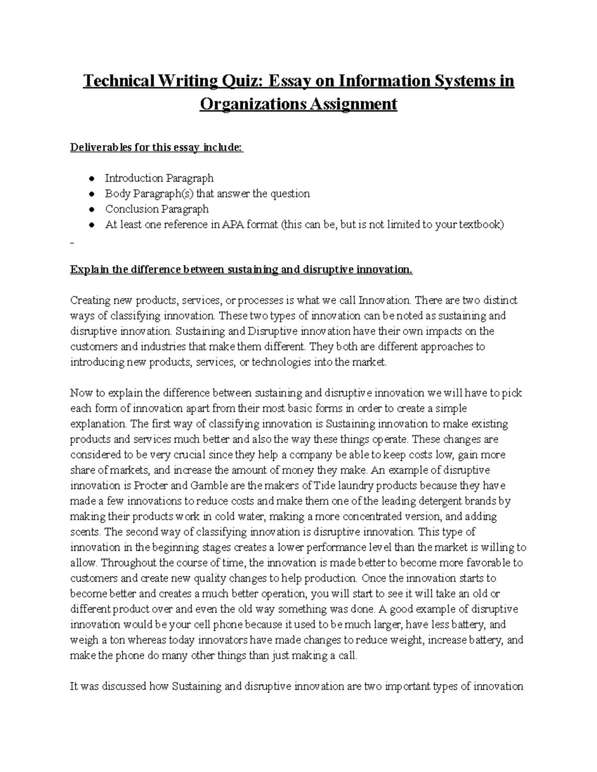 technical writing quiz essay on information systems in organizations assignment