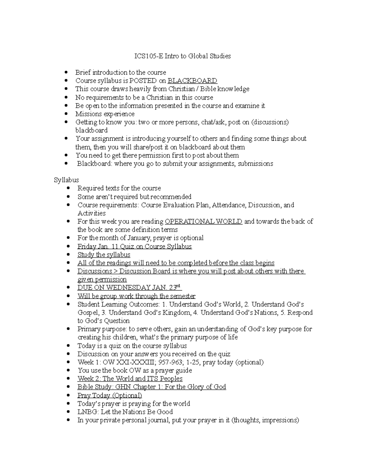ICS105 notes - ICS105-E Intro to Global Studies Brief introduction to ...