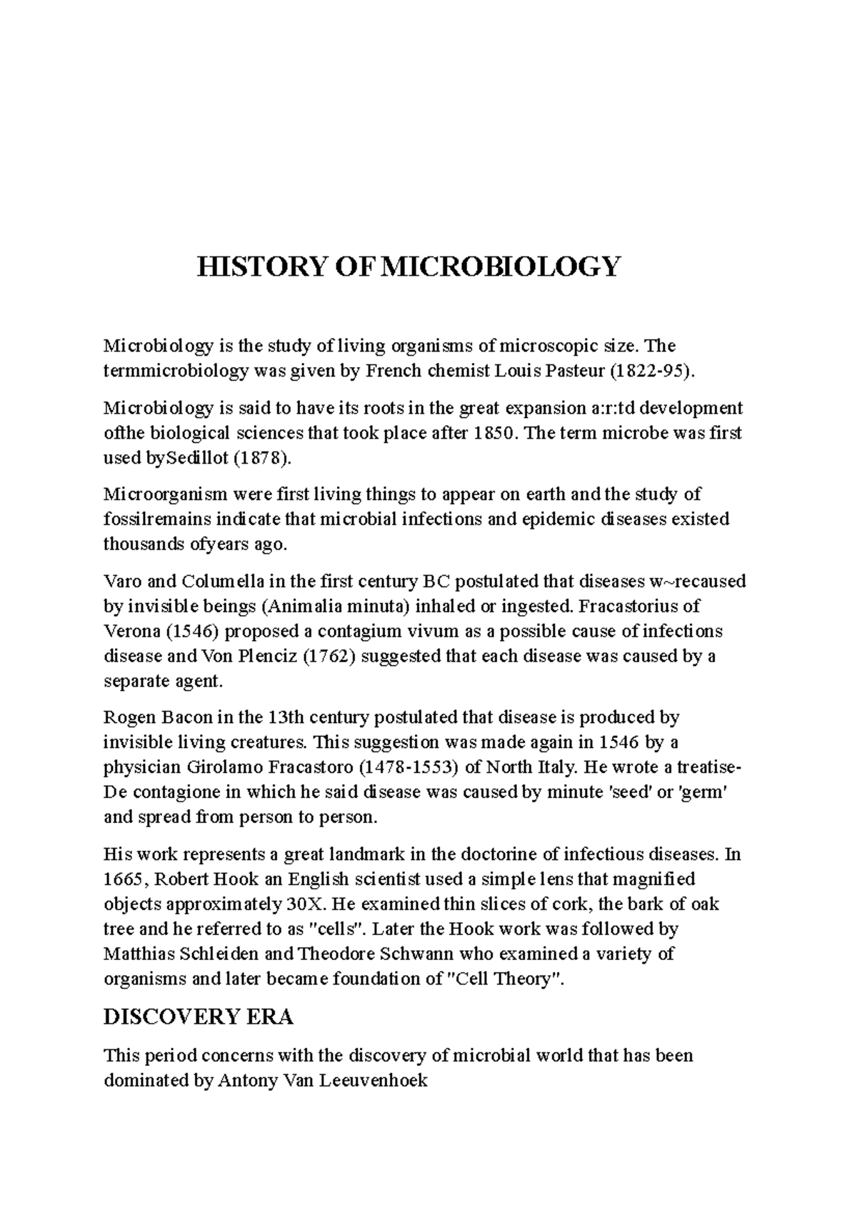 History OF Microbiology - HISTORY OF MICROBIOLOGY Microbiology Is The ...