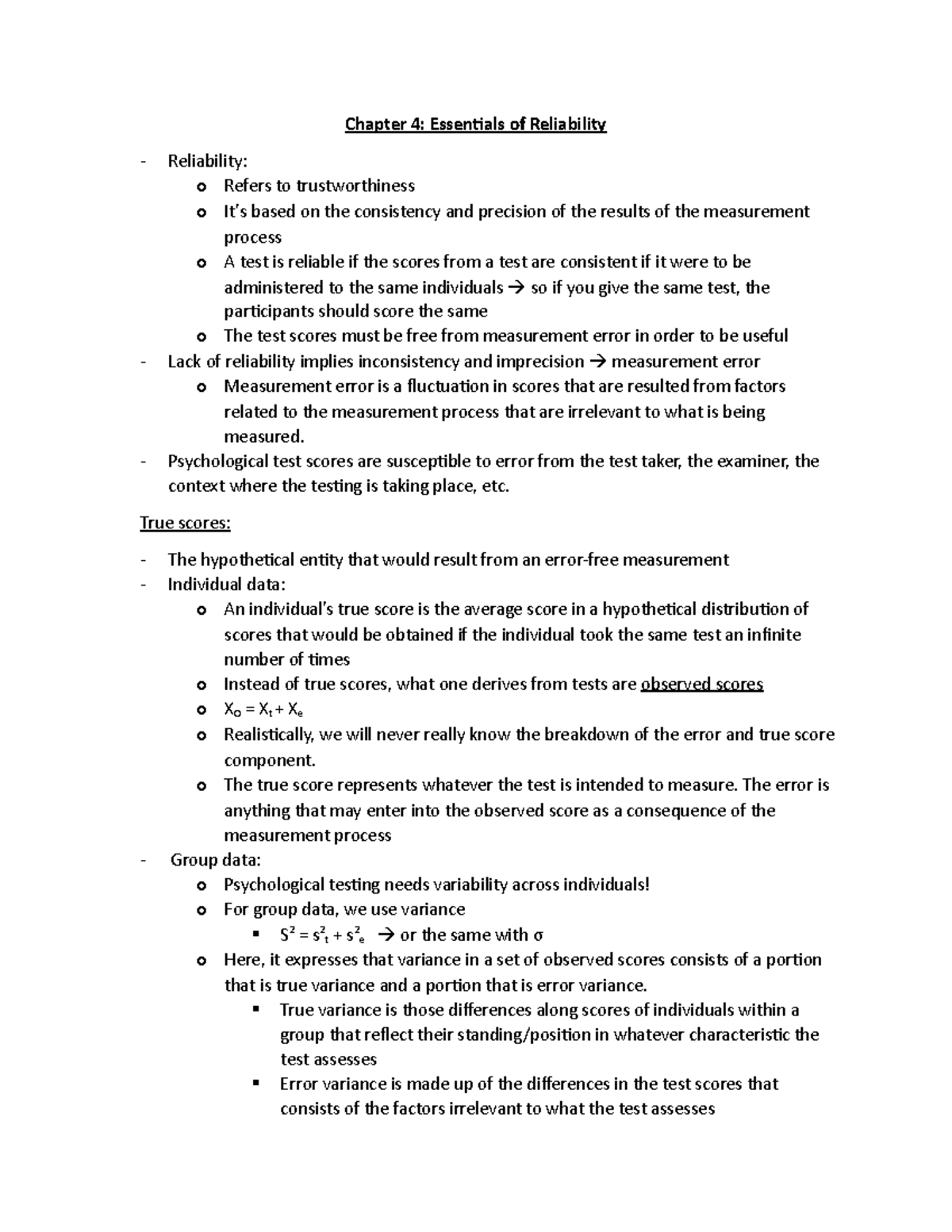 Chapter 4 - Reliability Textbook Notes - Chapter 4: Essentials Of ...