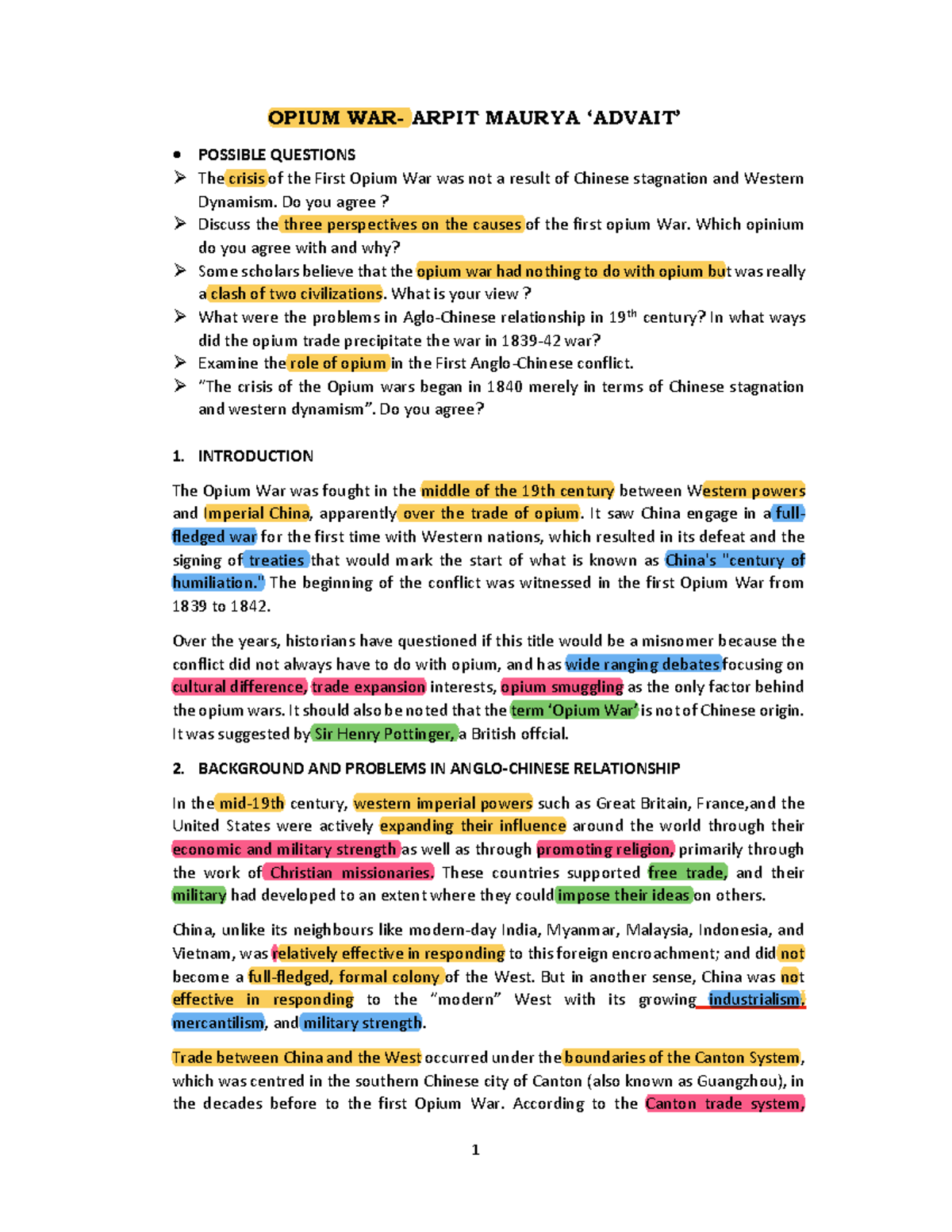 3. Opium WAR copy 2 - Arpit Maurya...highlighted notes - OPIUM WAR ...
