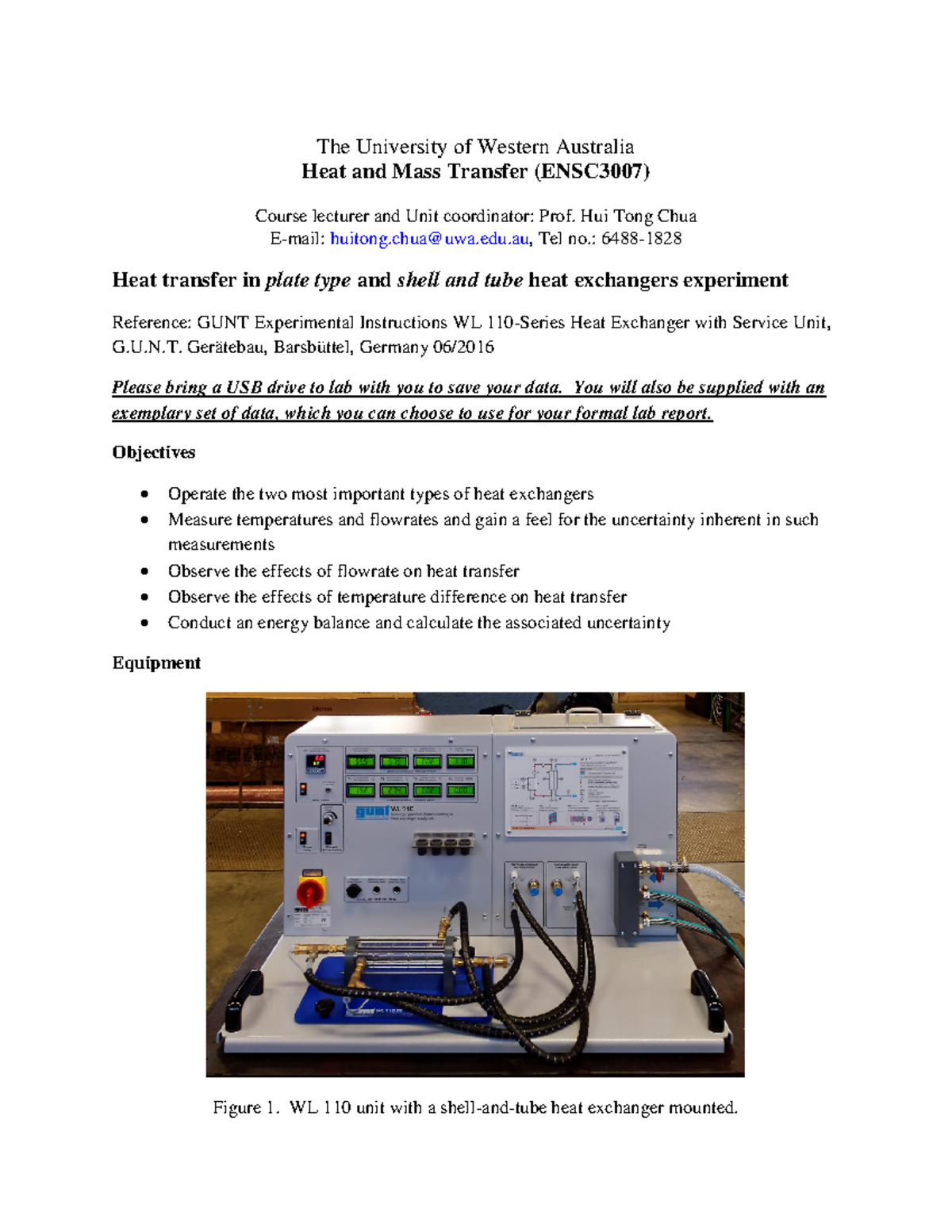 Heat Exchanger Experiment Instructions Draft 20180912 PBW (updated 1