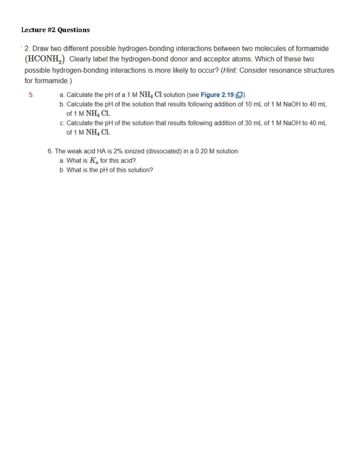 Lec2qs - Lecture Practice Questions - BIOC 405 - Lecture #2 Questions ...