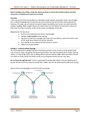 241 Lab5 Instructions Netlab 2205 - Before starting each activity ...