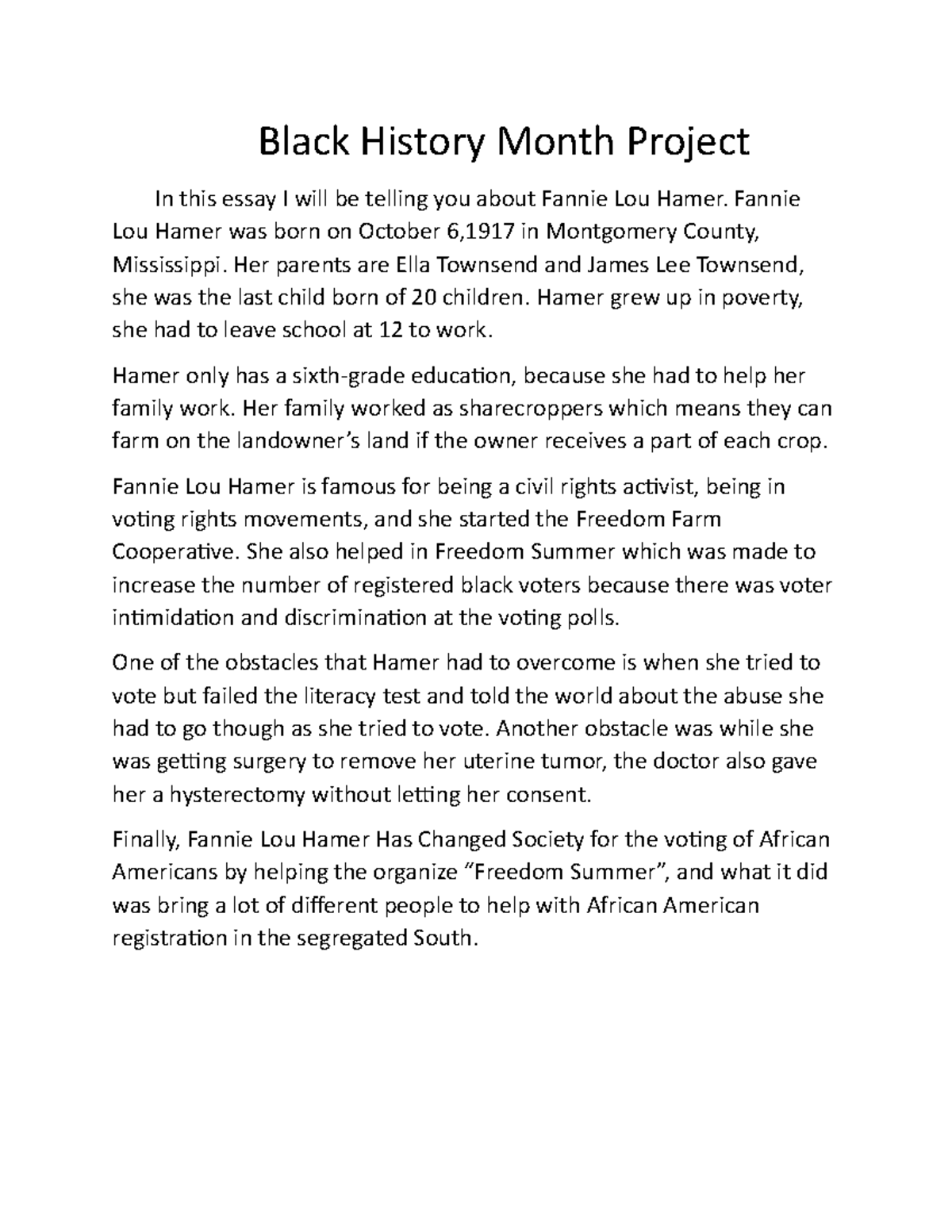 black history essay