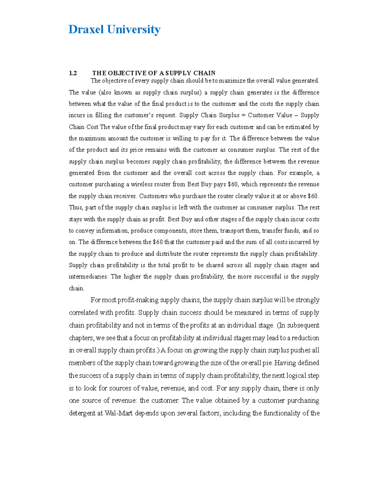 Lecturer Notes Understanding THE Supply Chain Chapter 2 Draxel