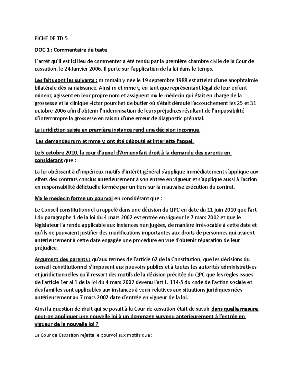 TD N°5 L'application De La Loi Dans Le Temps - FICHE DE TD 5 DOC 1 ...