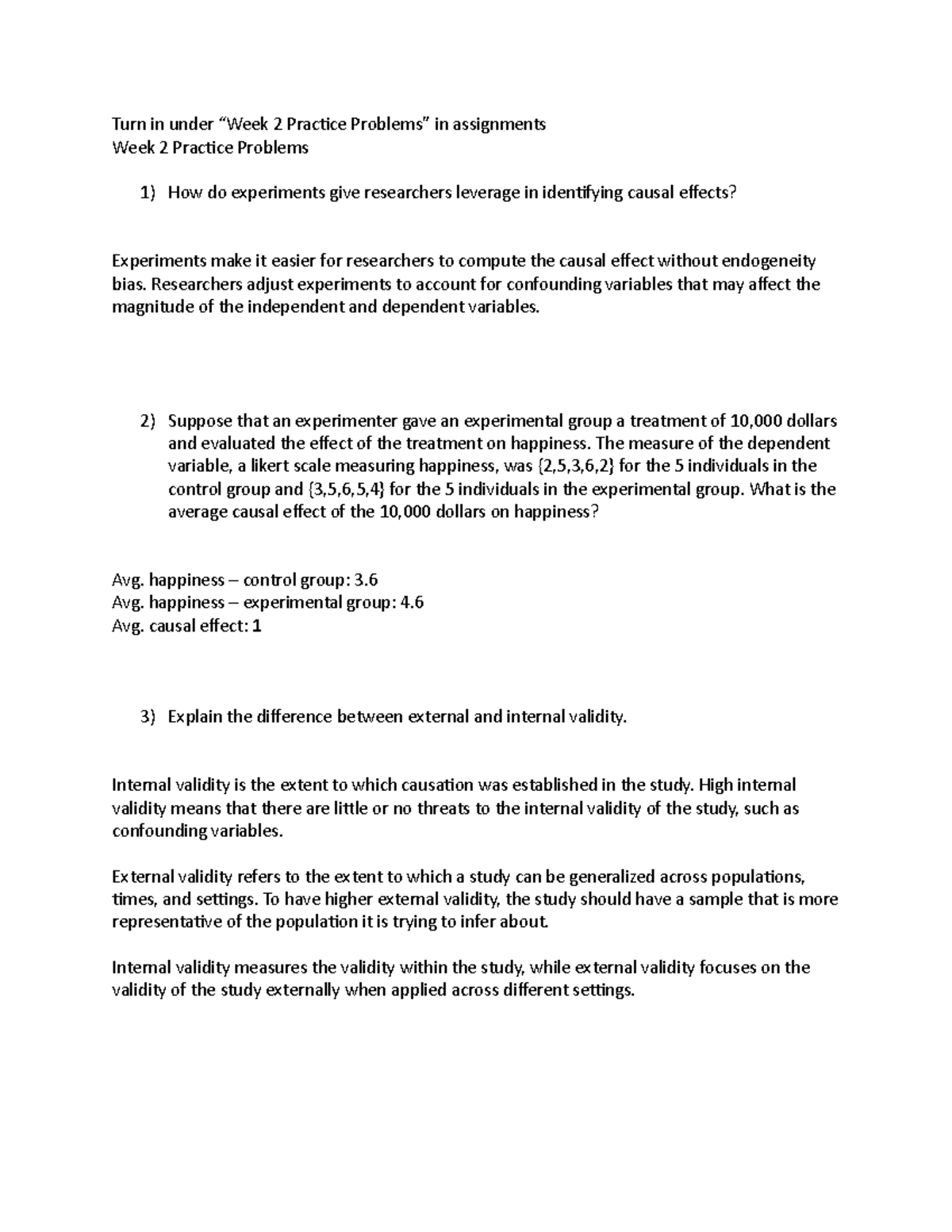 Problem Set Two - Turn in under “Week 2 Practice Problems” in ...
