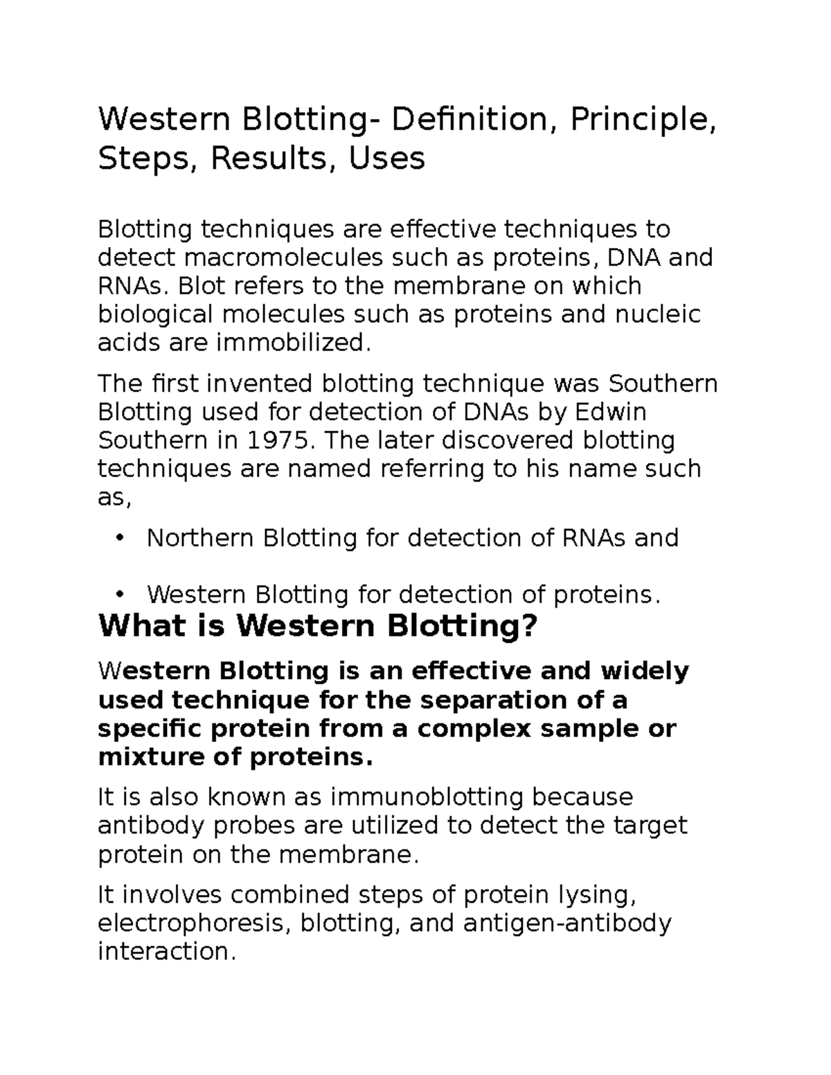 Bio 12 Notes Western Blotting Definition Principle Steps Results Uses Blotting 6939