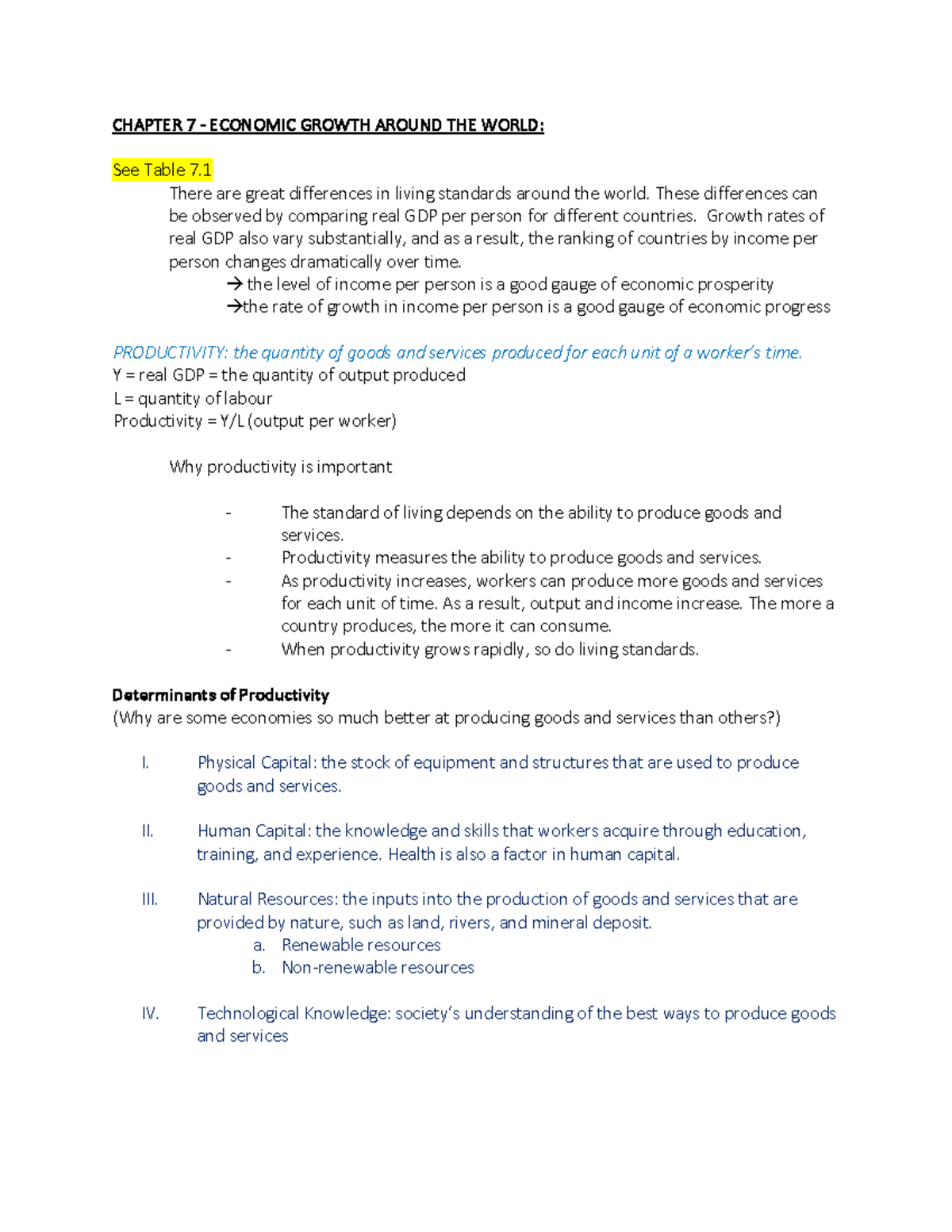 ECON 1950 - Ch.7 Notes - PRODUCTION AND GROWTH - CHAPTER 7 ECONOMIC ...