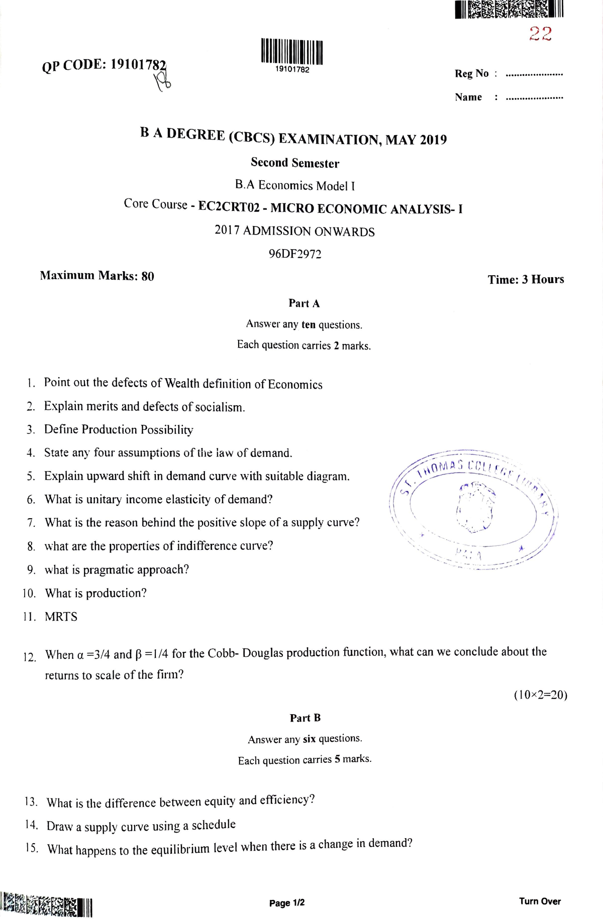 mg university thesis in economics