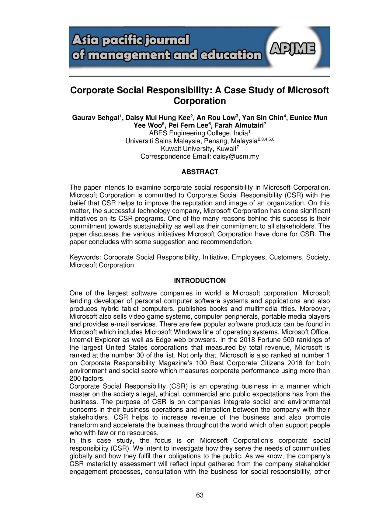 corporate social responsibility case study for students