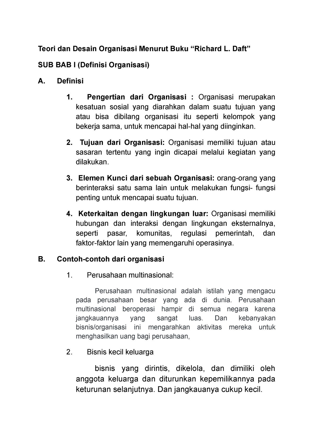 Rangkuman Teori Dan Desain Organisasi Manajemen Bisnis - Teori Dan ...