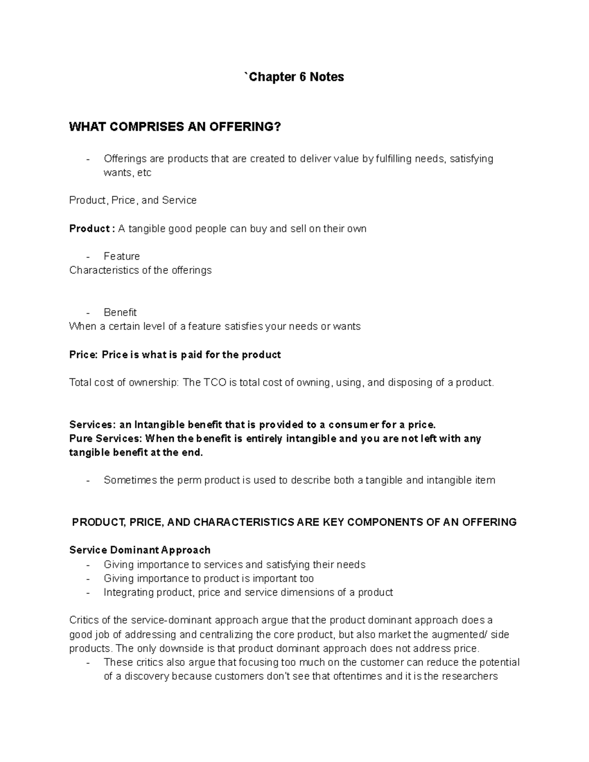 Marketing Midterm 2 Notes for Chapter 6-9 - `Chapter 6 Notes WHAT ...