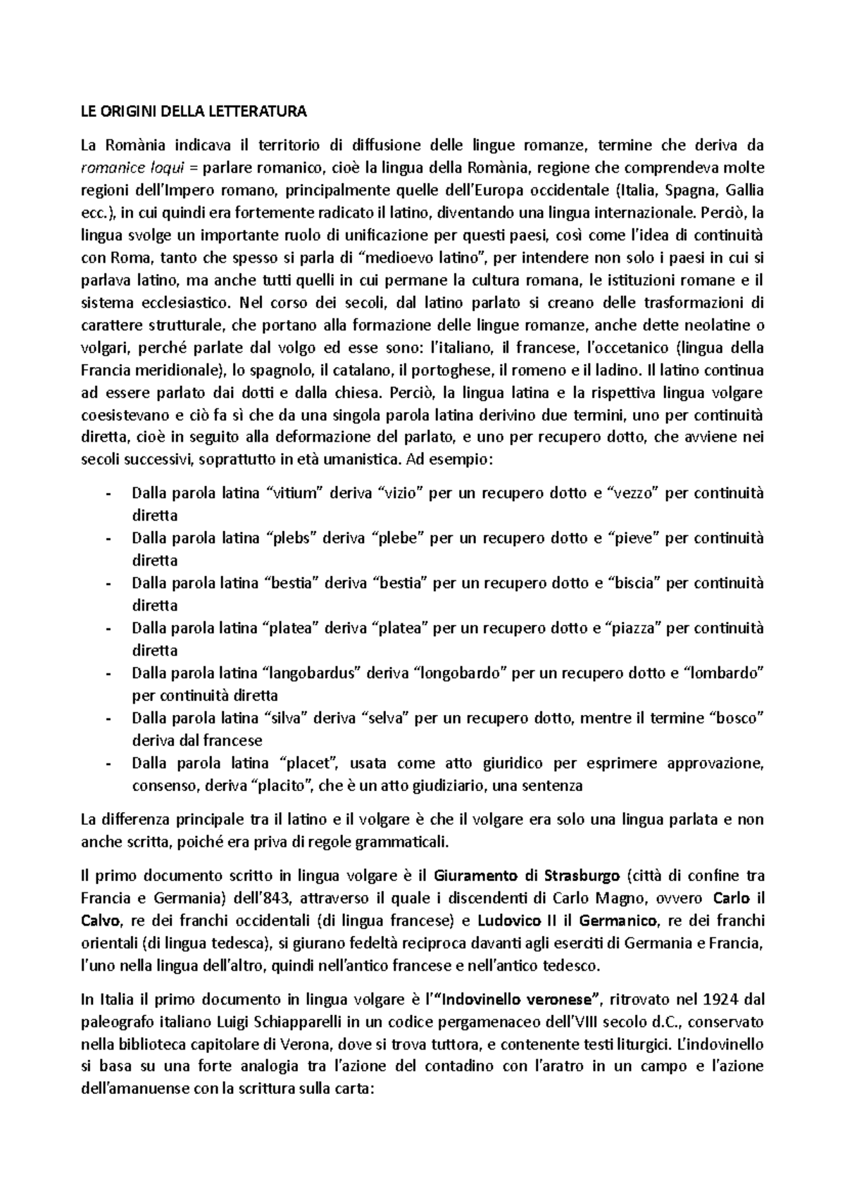Appunti Letteratura Italiana LE ORIGINI DELLA LETTERATURA La Romània indicava il territorio di
