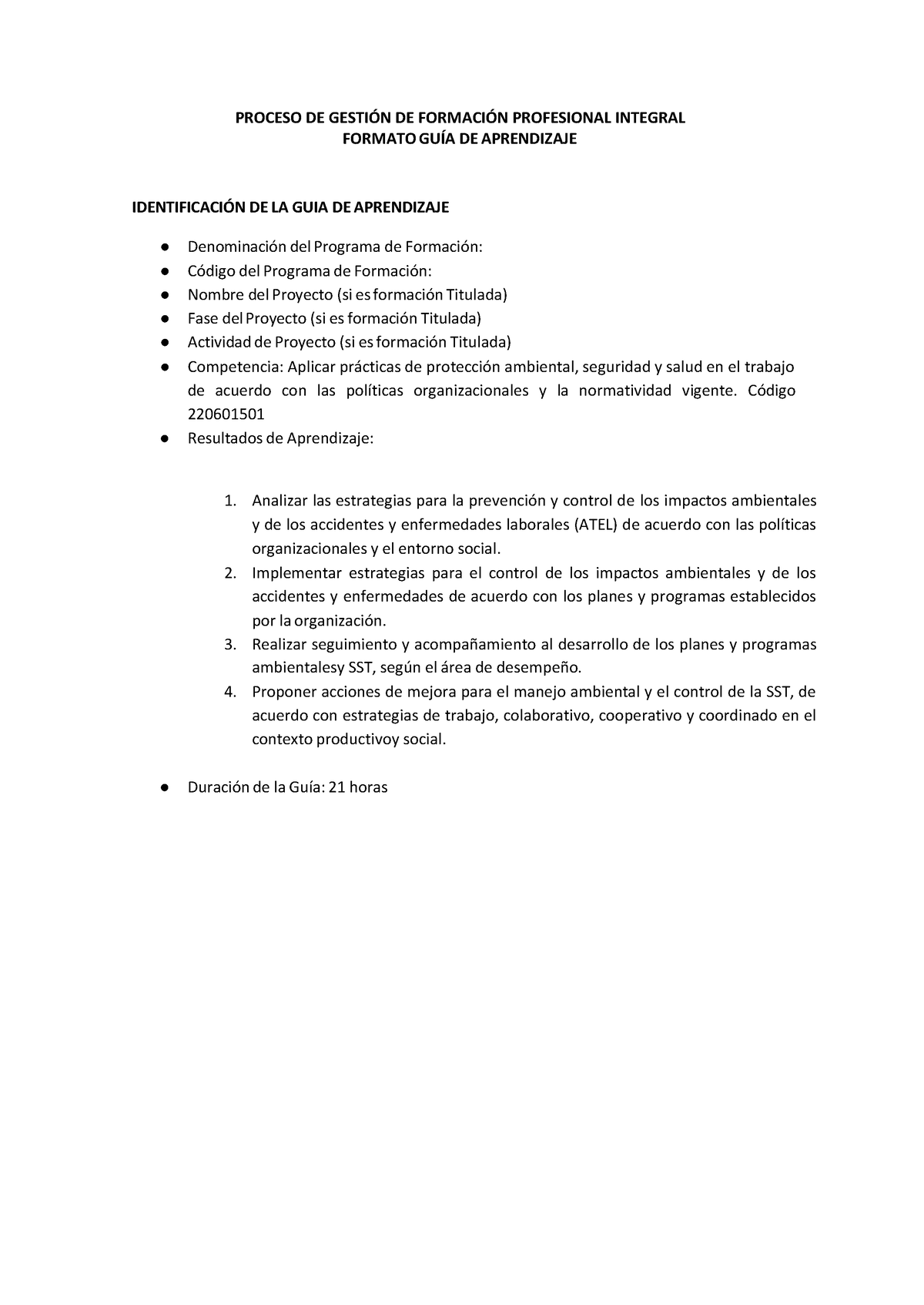 GUIA 1 Ambiental Y SST - PROCESO DE GESTI”N DE FORMACI”N PROFESIONAL ...