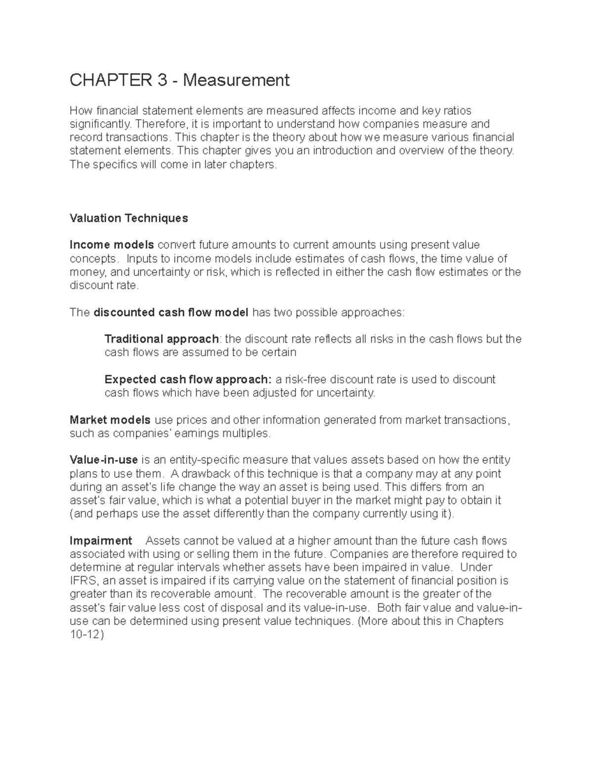 Chapter 3 notes - CHAPTER 3 - Measurement How financial statement ...