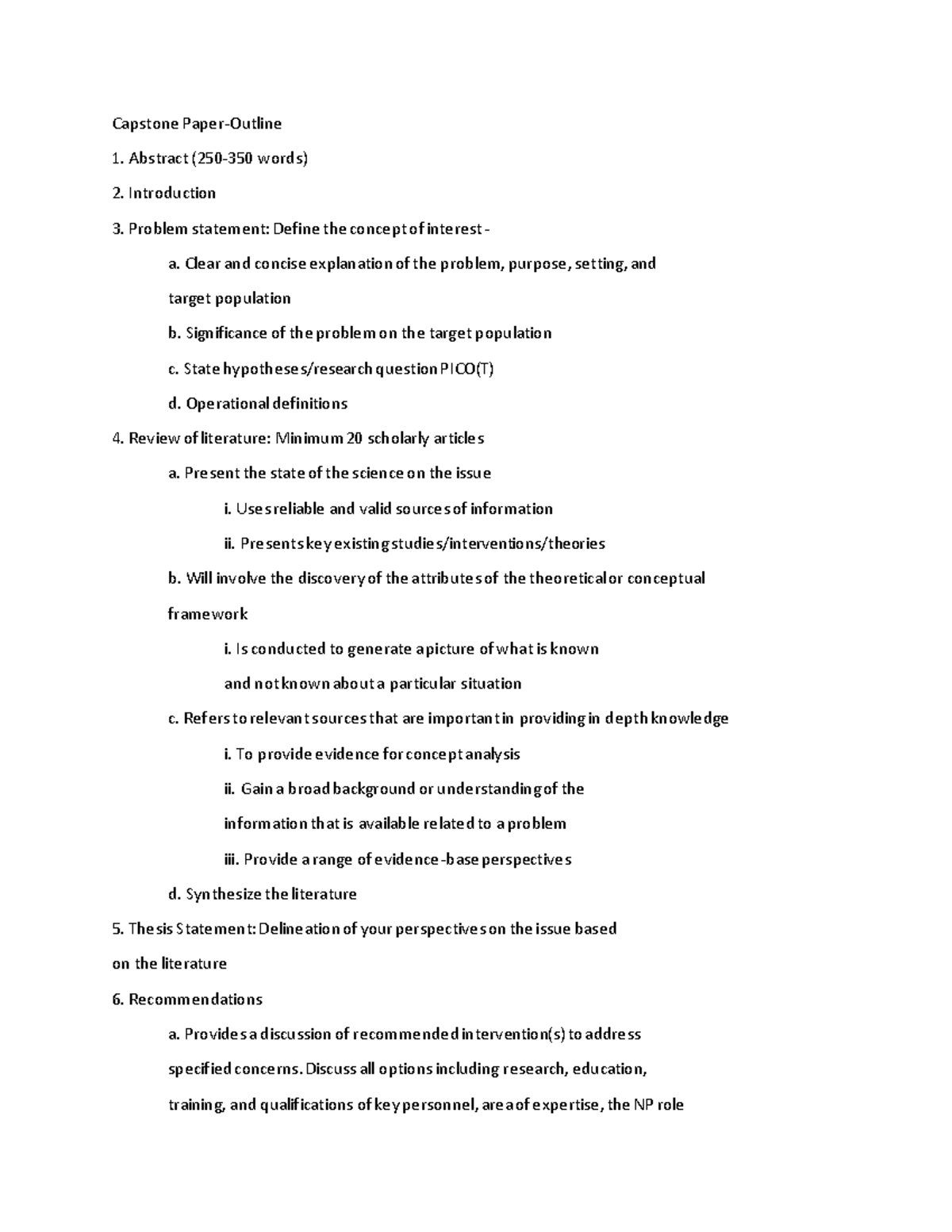 Capstone Paper Outline - Capstone Paper-Outline Abstract (250-350 words