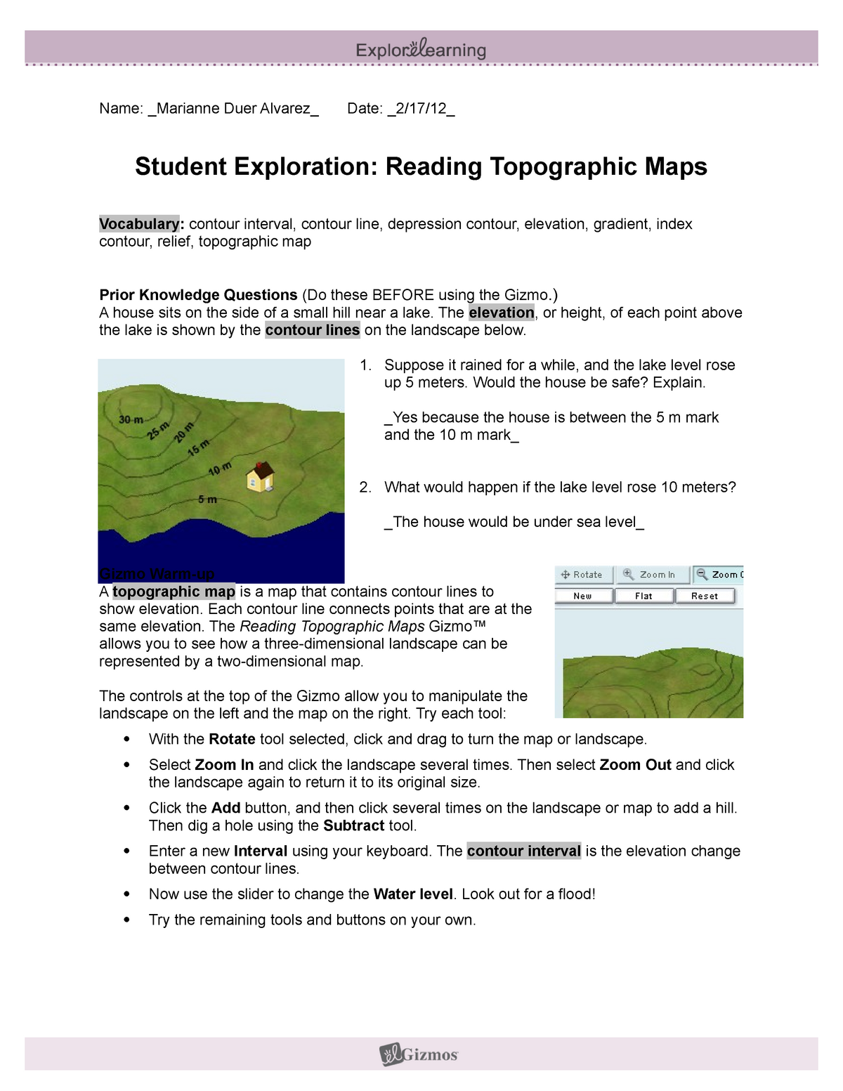 Readingtopomapsse 20 - pravzaprav potrebujem pomoč pri nekaterih Inside Topographic Map Worksheet Answer Key