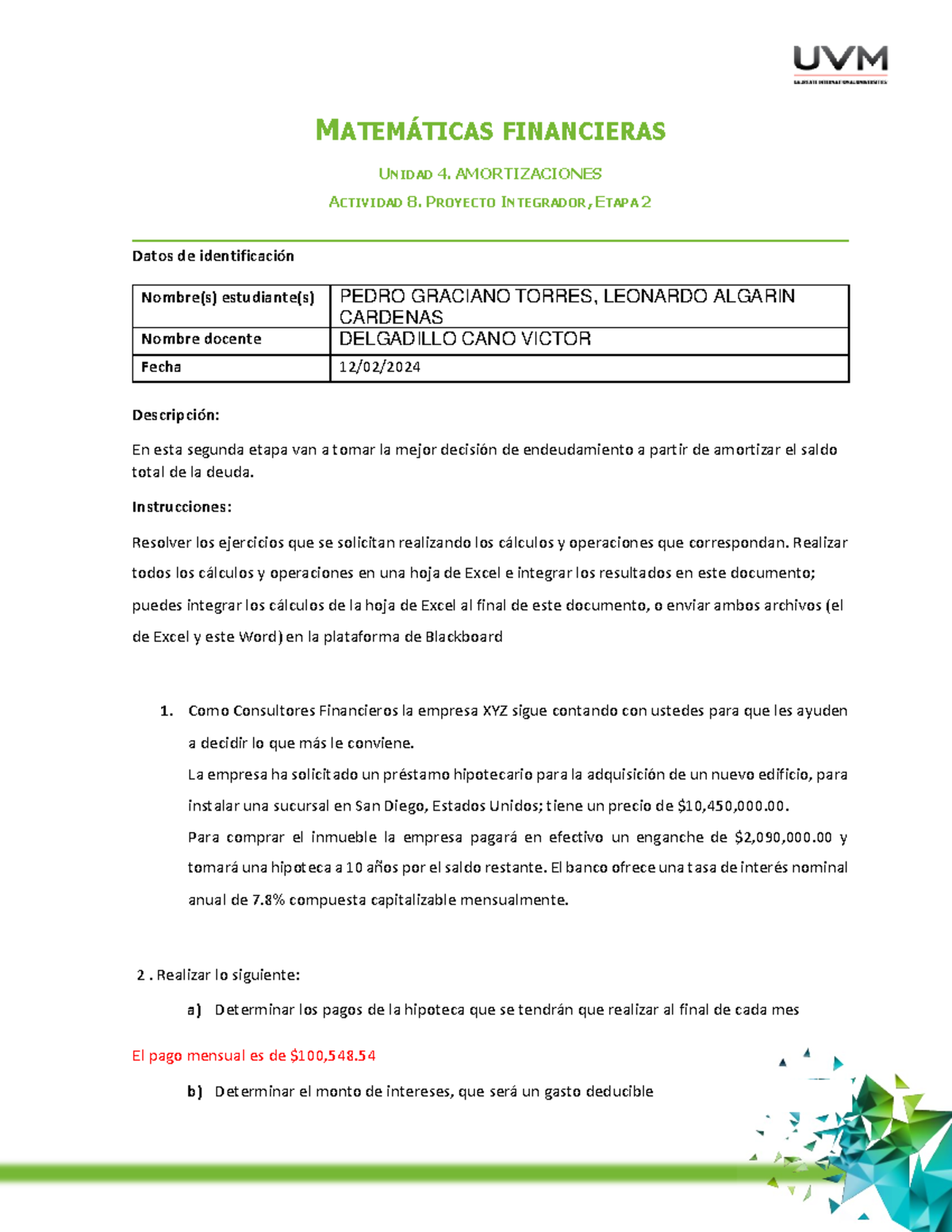 Act Resumen Matem Ticas Financieras Matem Ticas Financieras Unidad Amortizaciones