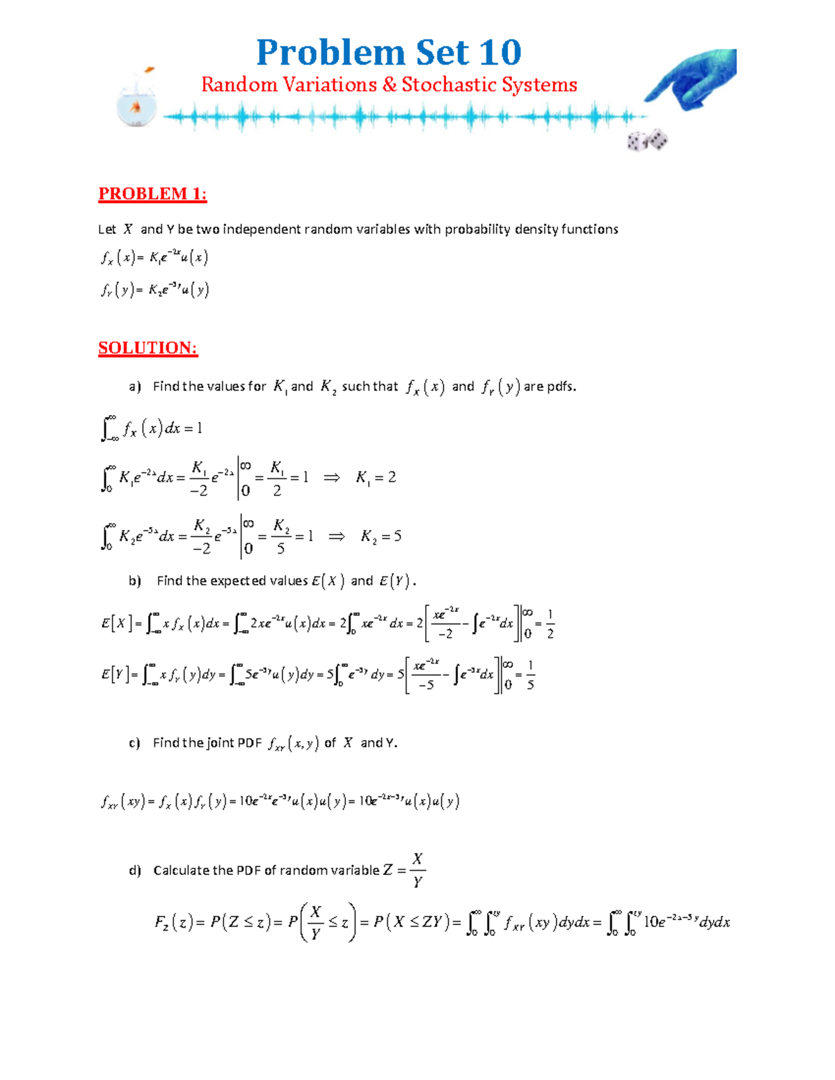 Problem Set 10 Solution Random Variations Stochastic Systems Studocu